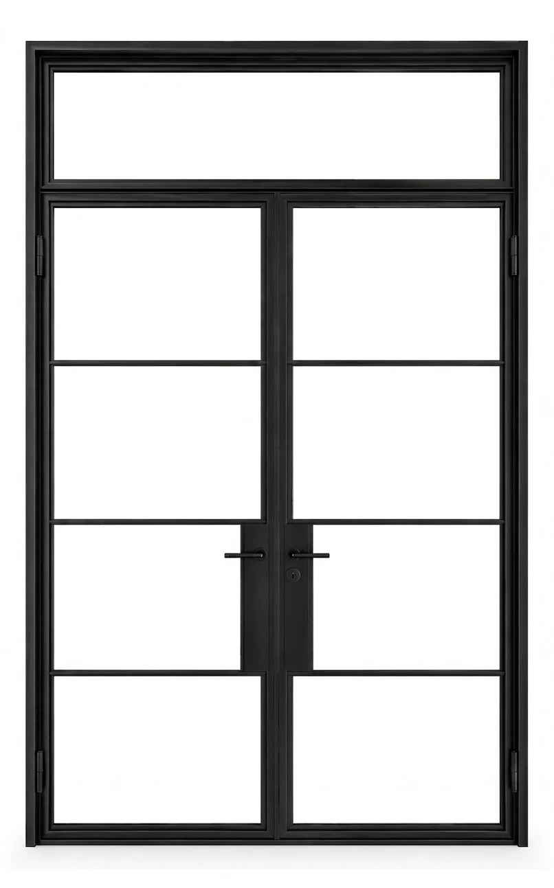 Double French Steel Door with Transom