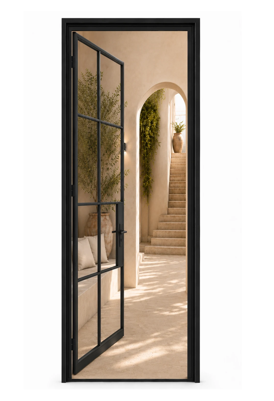 8-Lite Single Steel Door — open